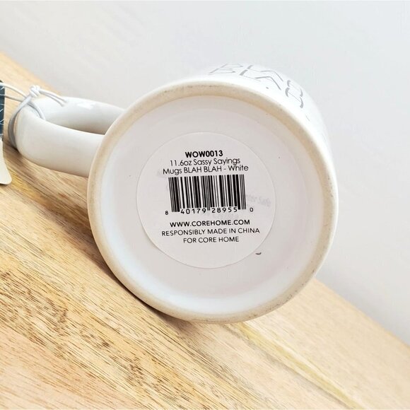 Blah Blah Ceramic Coffee Mug White with  Black Lettering - Picture 4 of 5